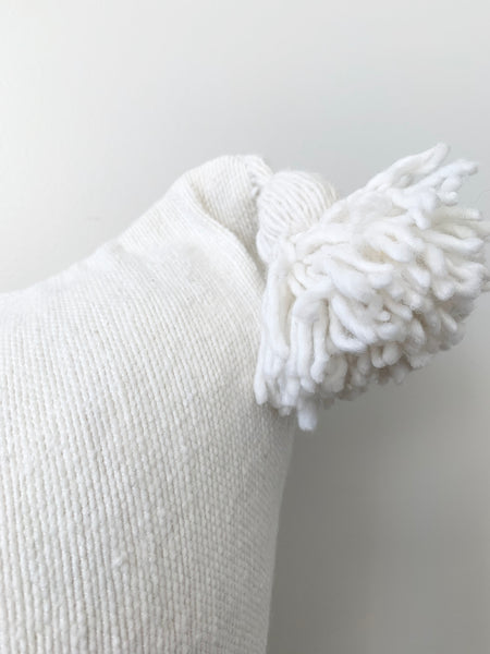 Creamy White Pom Pom Pillow Cover