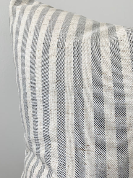 Gray/Cream Linen Stripe Pillow Cover