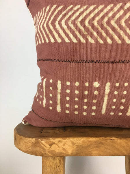 Rusty Pink Mudcloth Pillow Cover