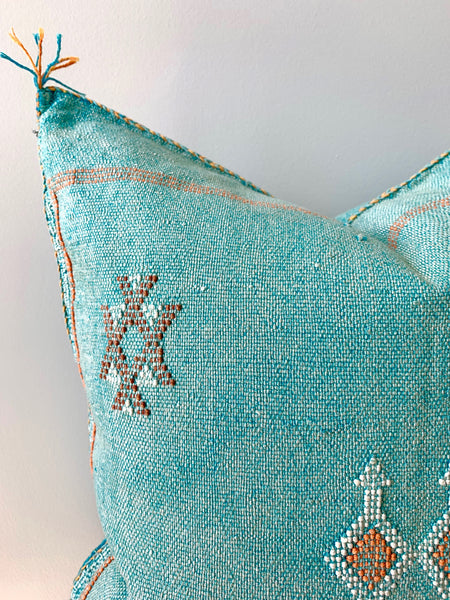 Turquoise Cactus Silk Pillow Cover