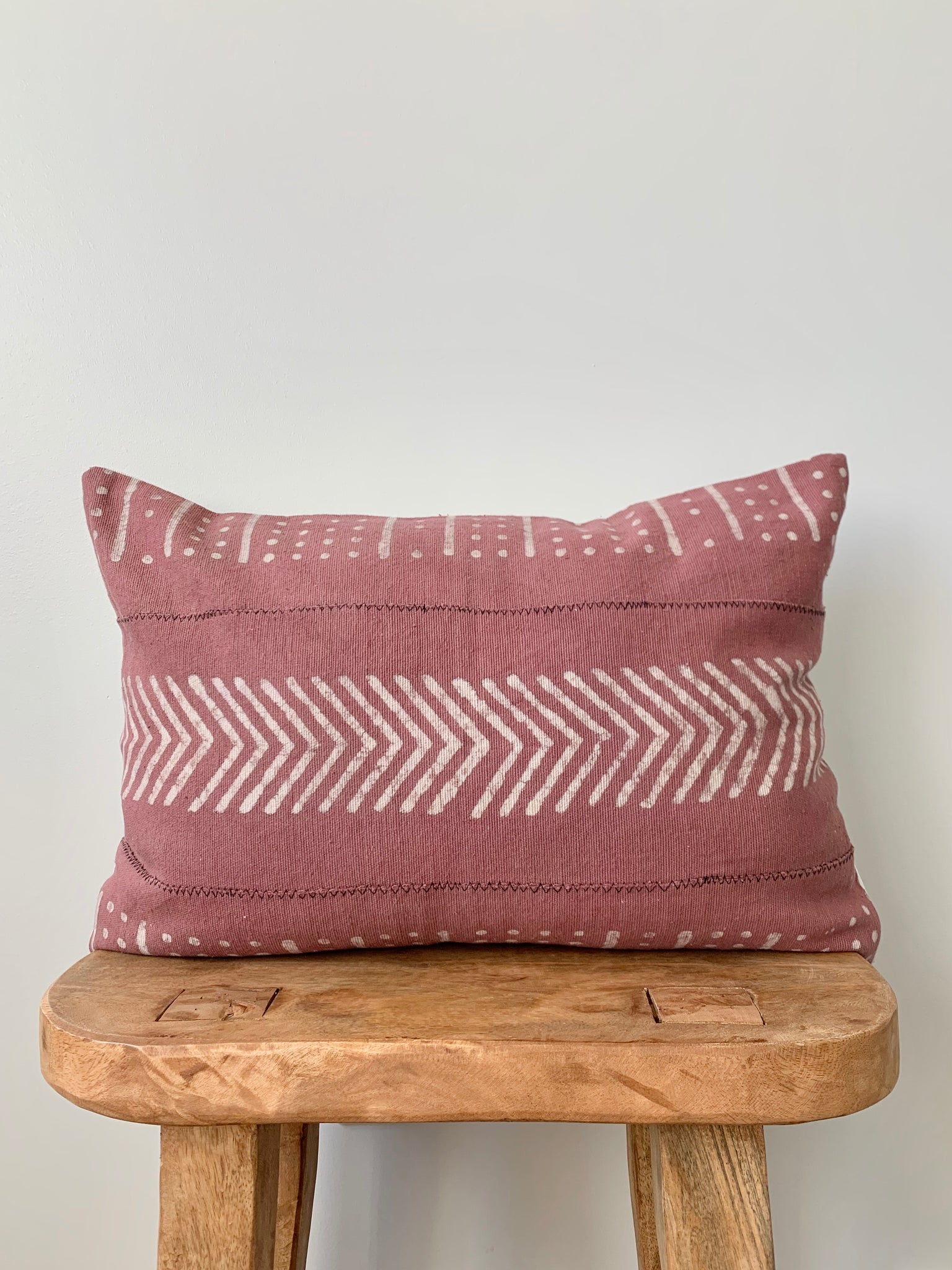 Rusty Pink Lumbar Mudcloth Pillow Cover