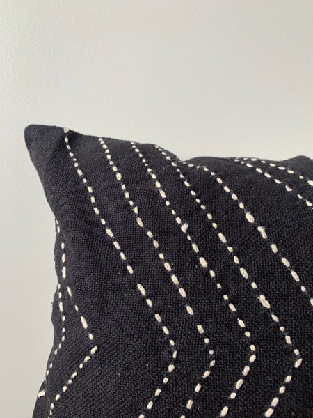 Black Stitch Lumbar Pillow Cover