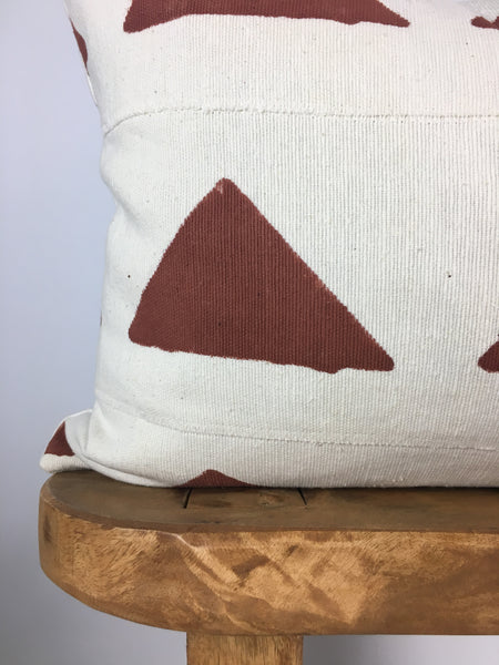 Desert Red Triangle Lumbar Mudcloth Pillow Cover